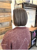 白髪ぼかしハイライト/大人ボブ/40代/50代/60代