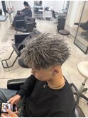 メンズパーマホワイトメッシュツイスト