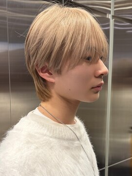 サンクマーケット 渋谷(cinq MARKET) 韓国メンズピンクベージュミルクティーカラーセンターパートヘア