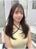 ワンカールレイヤー シースルー前髪 チョコブラウン