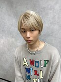 メンズハイトーン、マッシュ、ホワイトミルクティーベージュ