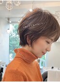 似合わせカットアースカラーのショートボブ