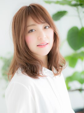 レアワンハナレ センター北美容院(lea/1 HANARE) センター北/髪質改善/斜めバング×コットンピンクのロブヘアb