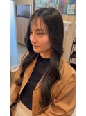 シースルー前髪×韓国風×オリーブブラウン