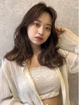 アース 三軒茶屋店(HAIR&MAKE EARTH) 三軒茶屋_レディース_ロング_ブラウン_コテ巻き_パーマ_小顔