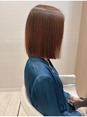 大人かわいい☆切りっぱなしボブ♪暖色系カラー