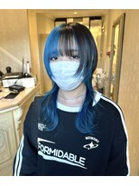 ヘアスタジオ アルス 御池店(hair Studio A.R.S)&nbsp;ロングウルフカットツートンカラーブルーカラーデザインカラー