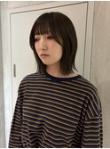 【YOKE】オリーブブラウンくびれヘアミディアムボブ顔周りカット