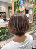 ピンクブラウンハイライトグラボブ＠20代30代40代50代