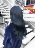 ブリーチなしダブルカラー/ネイビーブラック/青髪