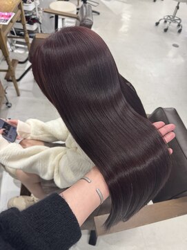 ハピネス 梅田茶屋町店(HAPPINESS) レイヤーカット/韓国ヘア/ブリーチなし/暖色カラー/ワインレッド