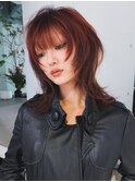 くびれミディ顔周りレイヤー韓国ヘア前髪カット_F21342