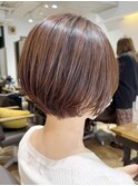 レイヤーショート/丸みショート/小顔/透明感カラー/髪質改善