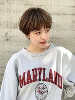 マッシュショート ココアブラウン 大人かわいい 前髪