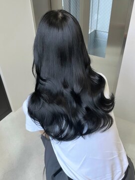 ベレーザ 渋谷(BELEZA) ba1087_透明感アッシュブラックシースルーバンクウェーブ巻き