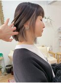インナーカラーボブ☆デザインカラーグレージュシルキーベージュ