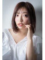 カバーヘア ブリス 戸田公園西口店(COVER HAIR bliss)&nbsp;グレーベージュ艶感ストレートワンカールロブv戸田公園30代40代