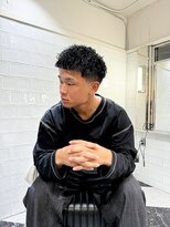 メリケンバーバーショップ フクオカ(MERICAN BARBERSHOP FUK)&nbsp;べリーショートダークアッシュニュアンスパーマ韓国マッシュ