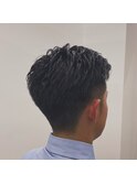 カットパーマフェードセンターパートシェービングメンズ