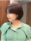 小顔サイドバングの長めショートボブ青山表参道