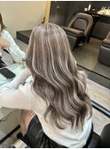前髪ハイライトカラー似合わせカットウェーブミディアム