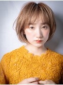 ハイトーンカラーカーキベージュ抜け感丸みボブv北浦和20代30代