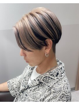 サロウィン 大宮Crest店(SALOWIN) ◯メンズ縮毛　ブリーチ　デザインカラー　ホワイトブロンド