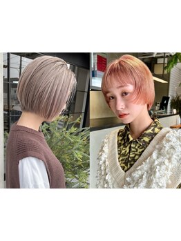 洗練ショートに、さりげない抜け感を[ダブルカラー/ハイトーン/ボブ/レイヤーカット/顔まわり/前髪カット]