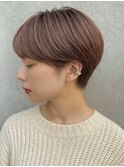 ピンクブラウン×タイトショート｜上品可愛い大人ショート