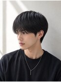ナチュラルショート毛流れマッシュツーブロック曲がる縮毛矯正