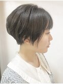 大人可愛い20代30代40代ひし形ショートボブ黒髪前下がり小顔丸み