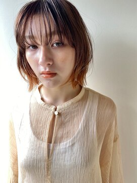 ガレージ バイ グリーン 原宿 表参道(Garage by green) 【loki】インナーオレンジ×ショートボブ