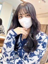 ラベンダーブラック/シースルーバングくびれ韓国ヘア