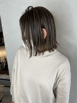 アンプヘアー 桂店(unpeu hair) 【鉄板スタイル】切りっぱなしボブ×白髪ぼかしハイライト