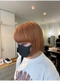 オレンジベージュ　ミニボブ