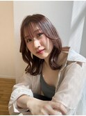 くびれ巻き/ピンクベージュ/外はね/韓国風/レイヤー/顔周り