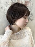 「岩田莉奈」40代50代に人気の似合わせ丸みショートボブ　新宿