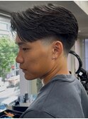 センターパートニュアンスパーマ曲がる縮毛矯正