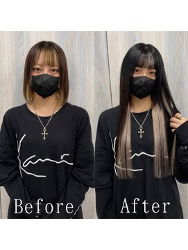 あるじゃんすー 神戸三宮店 ブラック×ミルクティーベージュ#エクステ#レイヤーロング#神戸