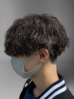 エール(Aile) MEN’SHAIRウルフアッシュブラックカルマパーマベリーショート