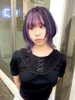 ウルフカットレイヤーカットハイトーンパープルアンブレラカラー