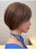 表参道酸性ストレートパーマ艶髪ショート梅雨対策グレージュ40代