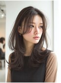 くびれミディアム/ハッシュカット/ダークアッシュ/ブラウン