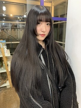 ビジョンアオヤマ (VISION aoyama) 地毛風カラー/暗髪カラー/グレージュ/ロングヘア/姫カット
