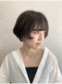 20代30代大人可愛い小顔ボブ前下がりショートインナーカラー