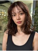 ＋ウェーブミディアム似合わせカットミディアムパーマボブパーマ