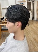 韓国マッシュ センターパート フェザーショートパーマ メンズ