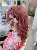 推し活 イベント 量産型 お団子ハーフツイン+リボン+パールピン