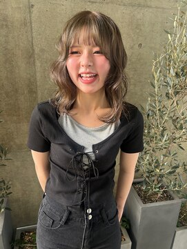 バイユアオウンフラワーズコロンカバ(buy your own flowers : kava) ブリーチなし柔らか透明感くすみオリーブベージュレイヤー