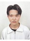 黒髪サイドパートショート/ニュアンスパーマ/メンズパ―マ/目白